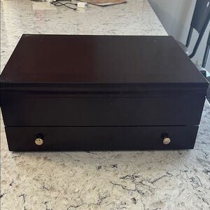 Wood Jewelry Box with Brass Knobs - Dark Brown